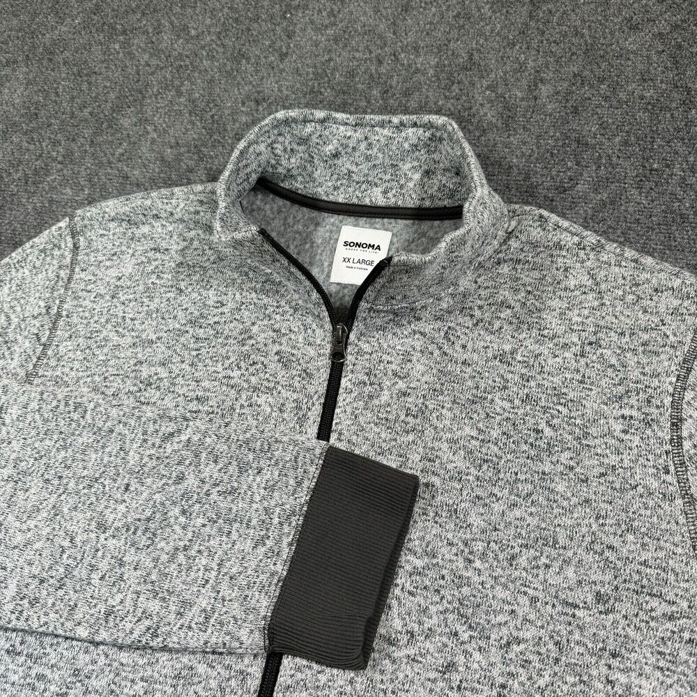 Sonoma Super Soft Sweater Men Fleece Full Zip Up Jacket Gray XXL 73277